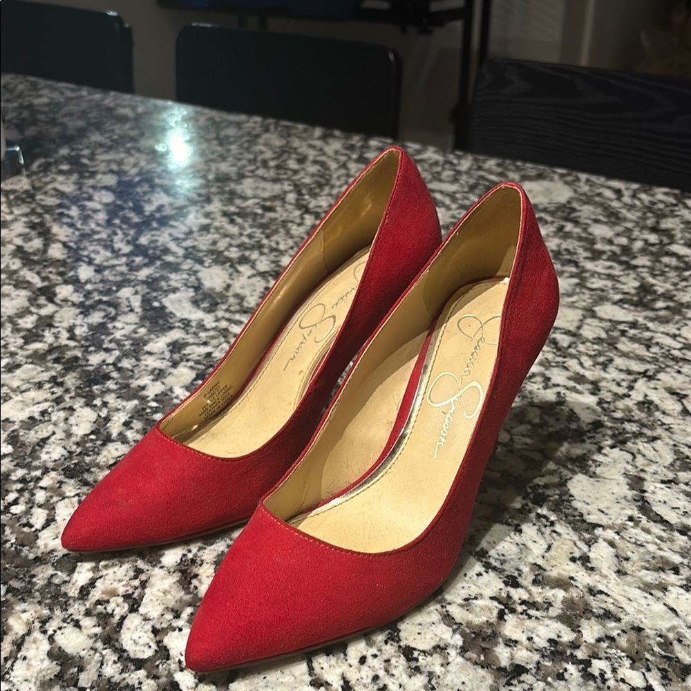 Red Suede Pumps
